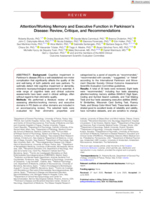 Attention/Working Memory and Executive Function in Parkinson's Disease: Review, Critique, and Recommendations