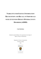 Narrative for Science Information Recognition and Recall in Individuals with Attention Deficit Hyperactivity Disorder (ADHD)