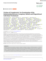 Victims of Conspiracies? An Examination of the Relationship Between Conspiracy Beliefs and Dispositional Individual Victimhood