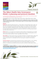 The Māori Health Data Governance Model: A planning and protocol checklist