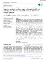 Impact of tumor necrosis factor‐alpha and lysophosphatidic acid on the behavior of ovarian cancer cells in a three‐dimensional collagen hydrogel