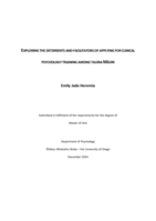 Exploring the deterrents and facilitators of applying for clinical psychology training among tauira Māori