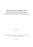 Commercial negotiations or illegitimate pressure? Lawful act economic duress in light of Pakistan International Airline Corporation v Times Travel (UK) Ltd