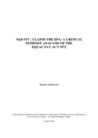 'Equity', claims the EPA: A critical feminist analysis of the Equal Pay Act 1972
