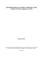 Reconsidering directors' reckless trading duty under Section 135 of the Companies Act 1993