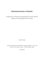 Maintaining integrity in illegality: Comparing the use of discretion in granting relief for contracts tainted by illegality in the United Kingdom and New Zealand