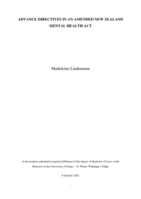 Advance directives in an amended New Zealand Mental Health Act