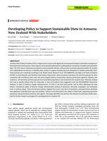 Developing Policy to Support Sustainable Diets in Aotearoa New Zealand With Stakeholders