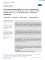 Continuous glucose monitoring remote monitoring does not meet the needs of all adult users: A qualitative study of adults with type 1 diabetes who do not use remote monitoring