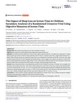 The Impact of Sleep Loss on Screen Time in Children: Secondary Analyses of a Randomised Crossover Trial Using Objective Measures of Screen Time