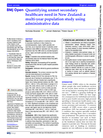 Quantifying unmet secondary healthcare need in New Zealand: a multi-year population study using administrative data