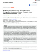 Predicting Cognitive Change During Treatment for Inpatient Depression: Secondary Analysis From a Randomized Controlled Trial