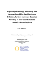 Exploring the ecology, variability, and vulnerability of Fiordland bottlenose dophins, Tursiops truncatus: Bayesian modeling of individual-based and acoustic monitoring data