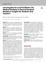 Learning Barriers and Facilitators for Medical Students in General Surgical Rotations: Insights for Students and Teachers