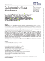 The clinical association of left atrial appendage thrombus on CTA with functional outcome