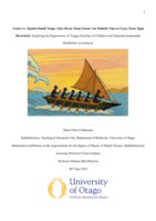 A'usia 'a e Ngaahi Fāmili Tonga ‘Oku Mo'ua 'Enau Fanau 'i he Mahaki 'Oku ne Uesia 'Enau Tupu Mo'ui lelei: Exploring the Experiences of Tongan Families of Children with Neurodevelopmental Disabilities in Aotearoa
