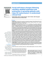Facial soft tissue changes following maxillary skeletal expansion and protraction in growing patients with class III malocclusion: A randomized clinical trial