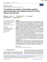 The attitudes and beliefs of Australasian pediatric gastroenterologists and dietitians toward the Crohn's disease exclusion diet