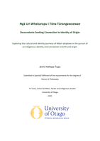 Ngā uri whakarapu i tōna tūrangawaewae. Descendants seeking connection to identity of origin. Exploring the cultural and identity journeys of Māori adoptees in the pursuit of an Indigenous identity and connection to birth and origin