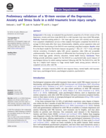 Preliminary validation of a 10-item version of the Depression, Anxiety and Stress Scale in a mild traumatic brain injury sample