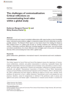 The challenges of contextualization: Critical reflections on communicating local value within a global study