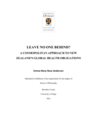 Leave no one behind? A cosmopolitan approach to New Zealand's global health obligations