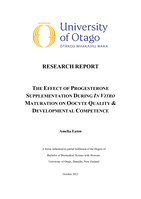 The Effect of Progesterone Supplementation During In Vitro Maturation on Oocyte Quality and Developmental Competence