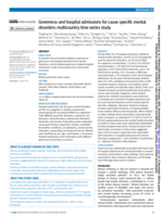 Greenness and hospital admissions for cause specific mental disorders: multicountry time series study