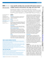 Cause specific mortality risks associated with tropical cyclones in multiple countries and territories: two stage, time series study