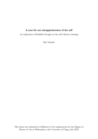 A case for our misapprehension of the self: An explication of Buddhist thought on the self’s illusory ontology