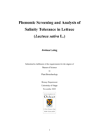 Phenomic Screening and Analysis of Salinity Tolerance in Lettuce (<em>Lactuca sativa</em> L.)