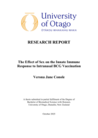 The Effect of Sex on the Innate Immune Response to Intranasal BCG Vaccination