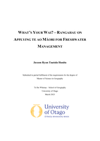 What's Your Wai? - Rangahau on Applying te ao Māori to Freshwater Management