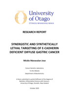 Synergistic and Synthetically Lethal Targeting of E-Cadherin Deficient Diffuse Gastric Cancer