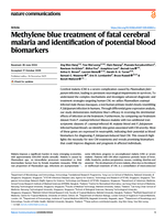 Methylene blue treatment of fatal cerebral malaria and identification of potential blood biomarkers