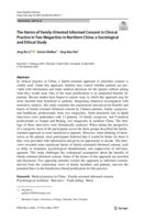The Harms of Family-Oriented Informed Consent in Clinical Practice in Two Megacities in Northern China: a Sociological and Ethical Study