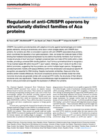 Regulation of anti-CRISPR operons by structurally distinct families of Aca proteins