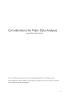 Considerations for Māori data analyses: a report for Te Aka Whai Ora