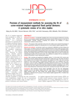Precision of measurement methods for assessing the fit of screw-retained implant-supported fixed partial dentures: A systematic review of in vitro studies