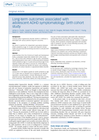 Long-term outcomes associated with adolescent ADHD symptomatology: birth cohort study