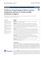 Predictors of psychological distress among postpartum women at a tertiary health institution in Nigeria