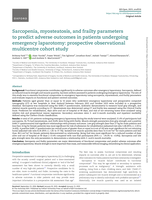 Sarcopenia, myosteatosis, and frailty parameters to predict adverse outcomes in patients undergoing emergency laparotomy: prospective observational multicentre cohort study