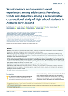 Sexual violence and unwanted sexual experiences among adolescents: Prevalence, trends and disparities among a representative cross-sectional study of high school students in Aotearoa New Zealand