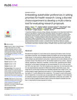 Embedding stakeholder preferences in setting priorities for health research: Using a discrete choice experiment to develop a multi-criteria tool for evaluating research proposals