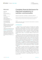 Complete financial disclosure for improved transparency in nutrition communication