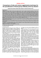 Comparison of tube and column agglutination technique for the quantification of blood group antibody anti-D by titration