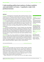 Understanding political perceptions of tobacco policies and stakeholders in France: A qualitative study with parliamentarians