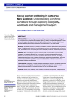 Social worker wellbeing in Aotearoa New Zealand: Understanding workforce conditions through exploring collegiality, workloads and management support