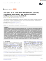 The Effect of an Acute Bout of Self‐Selected Intensity Exercise on State Anxiety and Anxiety Sensitivity in Moderately Anxious Individuals