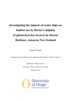 Investigating the impacts of cruise ships on habitat use by Hector’s dolphin (Cephalorhynchus hectori) in Akaroa Harbour, Aotearoa New Zealand